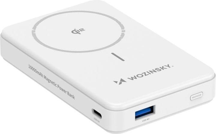 Produktbild Wozinsky Powerbank WLWP-10KA0Y3WS 22,5W PD Qi2 10000 mAh, mit Ständer, 1x USB-A, 1x USB-C - weiss (10000 mAh, 22.50 W, 37 Wh)