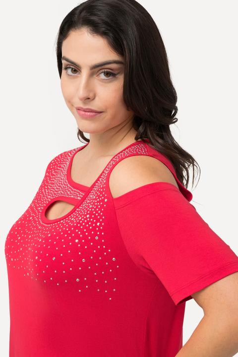 Actual product image Ulla Popken Sparkling Cutout Short Sleeve Tee (50, 52)