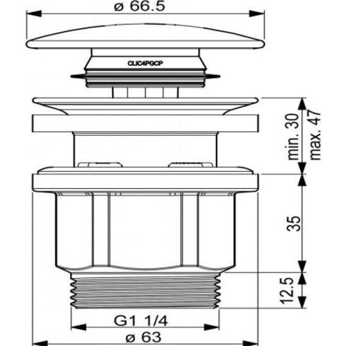 Thumbnail - Hansa, Zubehör Sanitärinstallation, Hansafill Ablaufgarnitur, Push-open, Standard Waschtische, Durchmesser 66,5 mm, 0762...