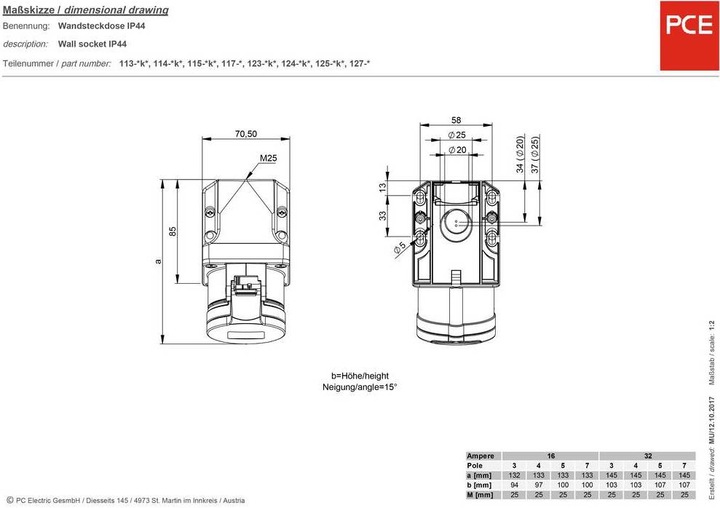Actual product image PCE Wall socket