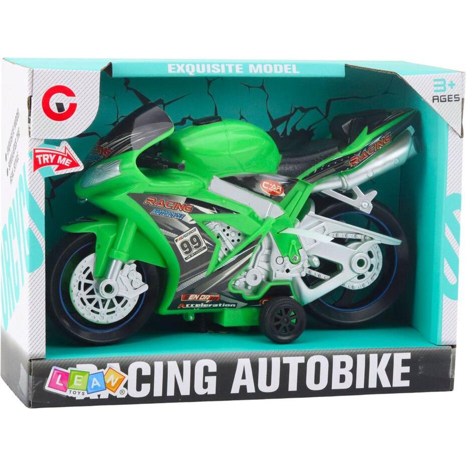 Lean Toys Racing Motorrad Racer Drive Lights Sounds Grün