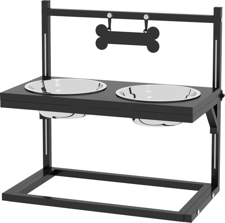 Produktbild PawHut Futterstation mit individueller Höhenanpassung und selbst personalisierbarem Namensschild (0.90 l)