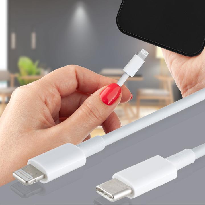 Actual product image S-Impuls Set of 2 fast charging cables USB-C to 8-pin, white, 2 m (2 m, USB 3.0, 20 W)