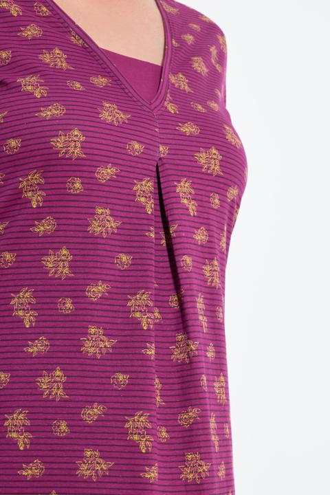 Actual product image Ulla Popken Pinstripe Petal Short Sleeve Nightgown (56)