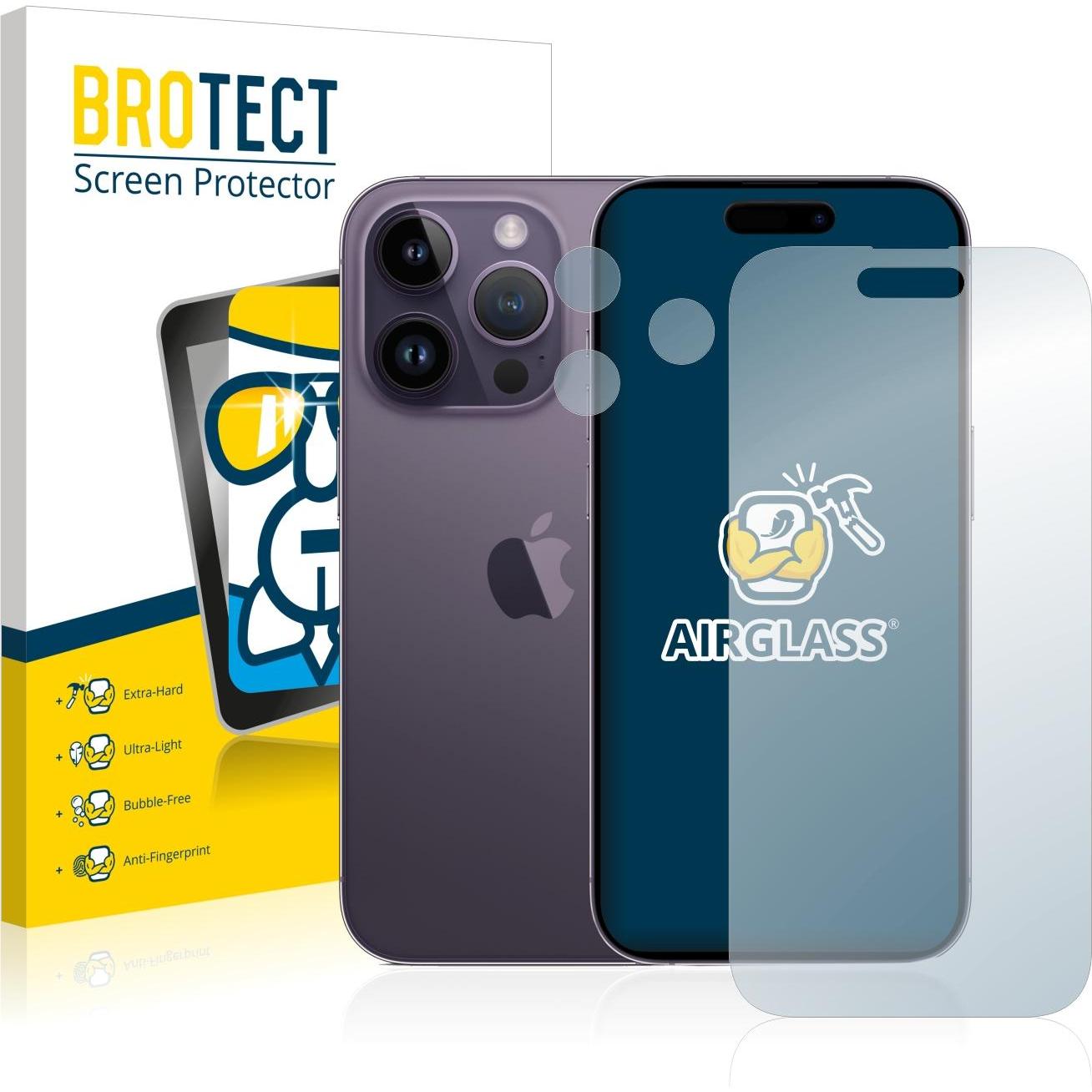BROTECT AirGlass Panzerglasfolie (1 Stück, Apple iPhone 14 Pro), Smartphone Schutzfolie, Transparent