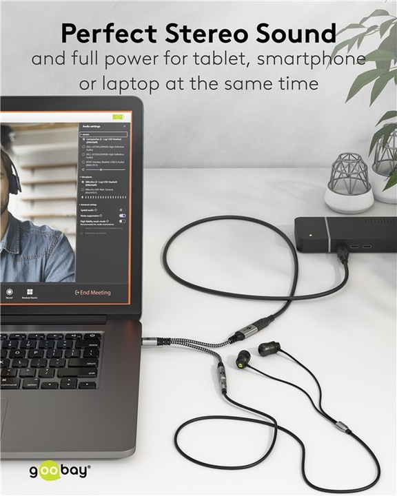 Actual product image Goobay USB-C to USB-C and jack 3.5 mm AUX (USB Type C, USB Type C)