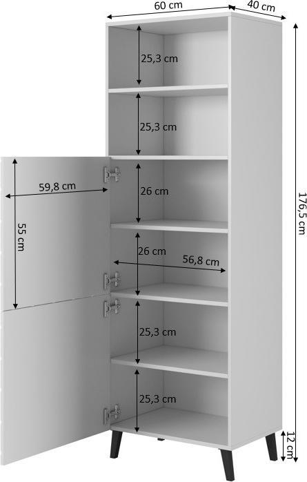 Actual product image Cama Cabinet ABETO 60x40x176 5 cm white/white-glossy