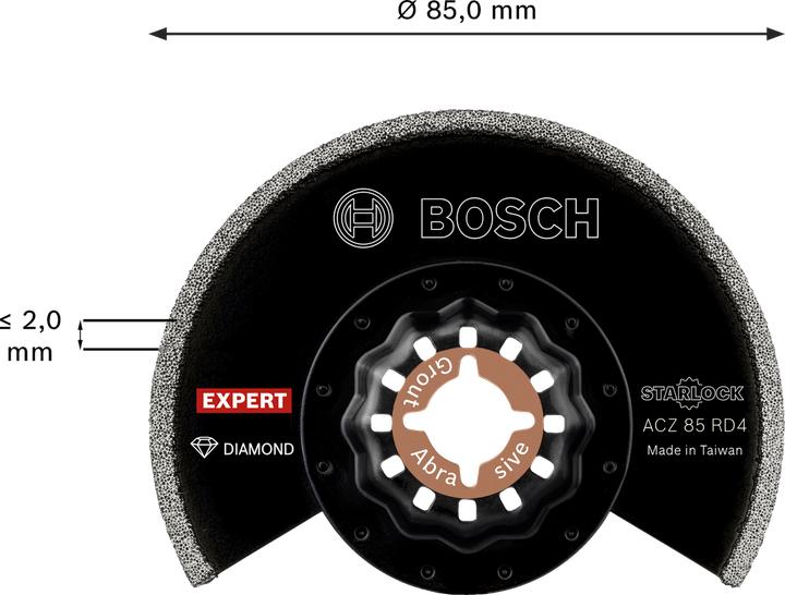 Produktbild Bosch Professional Zubehör EXPERT Grout Segment Blade ACZ 85 RD4 Blatt für Multifunktionswerkzeuge, 85 mm