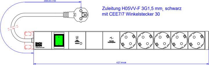 Actual product image Bachmann 800.3935 (5x, CEE 7/3, 2 m)