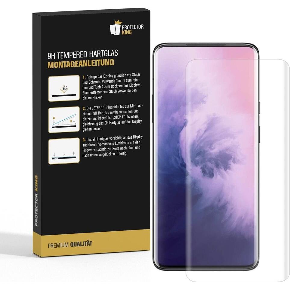 Thumbnail - Protectorking 2x echtes Tempered 9H Panzerhartglas 3D KLAR (2 Stück, OnePlus 7 Pro), Smartphone Schutzfolie