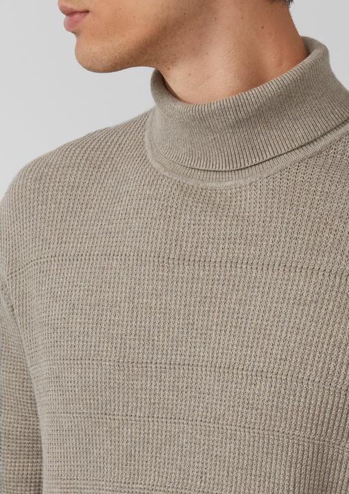 Produktbild s.Oliver Strickpullover Strukturmikx-Pullover aus reiner Baumwolle mit Rollkragen (L)