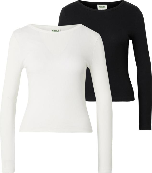 Produktbild Urban Classics Ladies Basic Rib Longsleeve 2-Pack black+offwhite M (M)