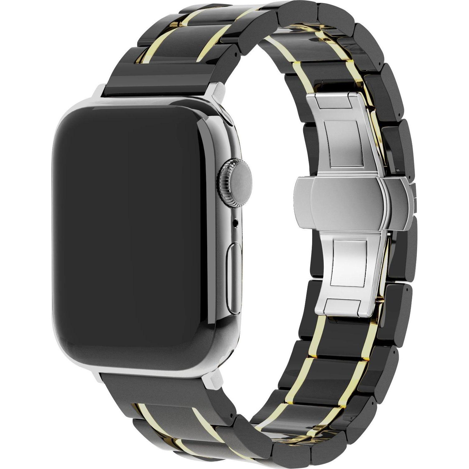 Thumbnail - Strap-it Stahlarmband (Edelstahl, Apple Watch), Uhrenarmband, Schwarz, Gold