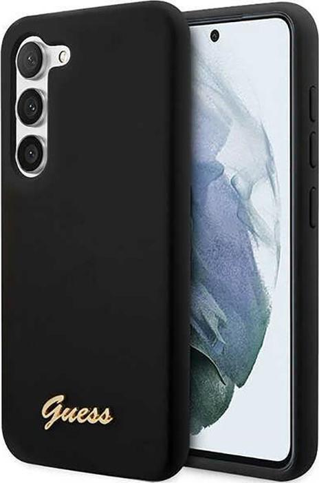 Guess Silicone Vintage Gold Logo Case für Samsung Galaxy S23 - black (Samsung Galaxy S23)