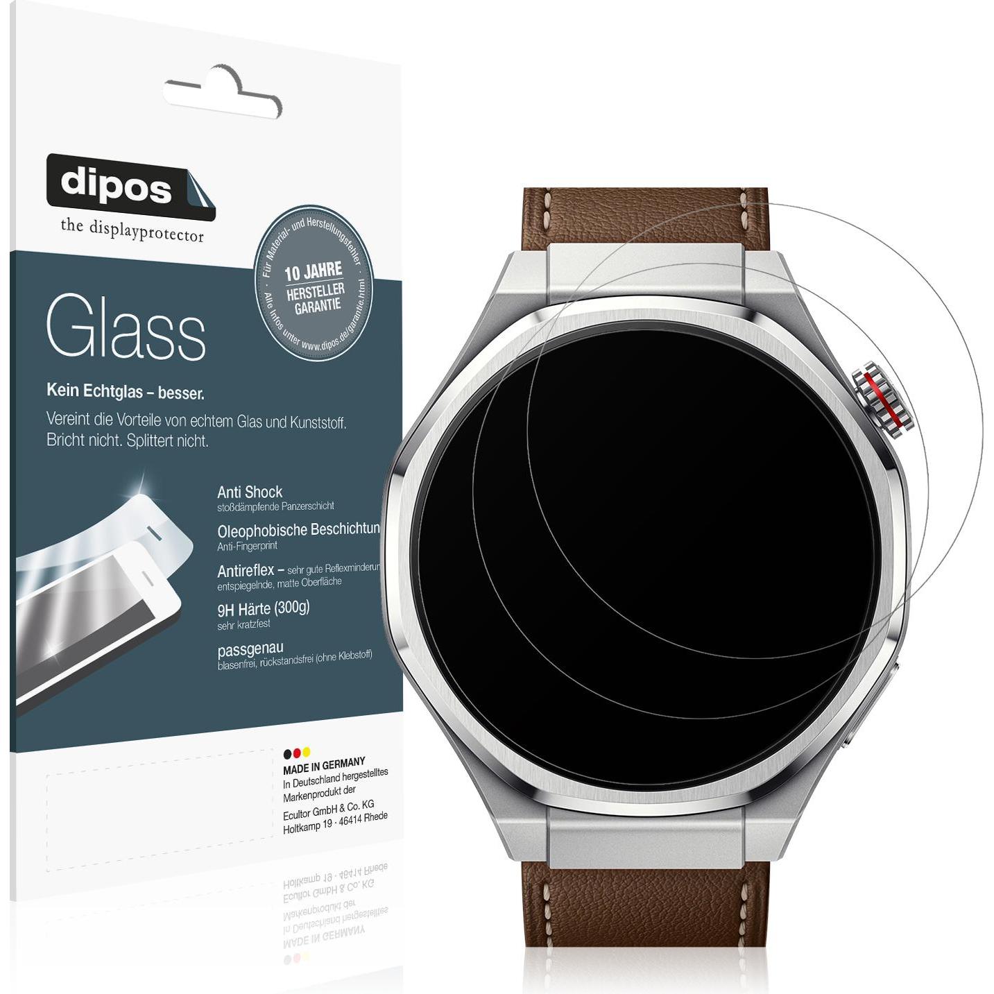 Dipos Anti-Shock Displayschutz Matt 9H, Smartwatch Schutzfolie, Transparent