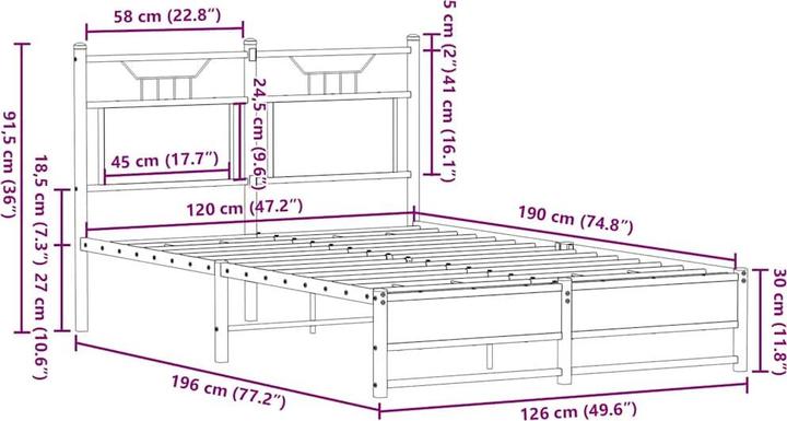 Image du produit vidaXL Bettgestell (120 x 190 cm)