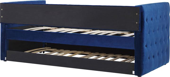 Produktbild Beliani Tagesbett ausziehbar Samtstoff marineblau Lattenrost 90 x 200 cm GASSIN