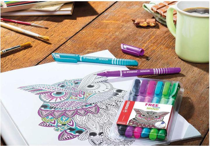 Produktbild STABILO SENSOR F Finliner mit gefederter Spitzer (8 Farben, 8 x)