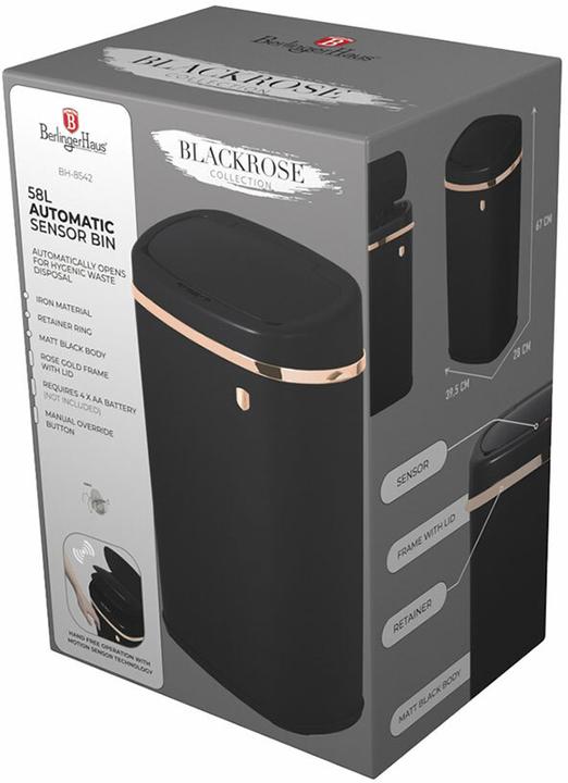 Immagine prodotto BerlingerHaus Cestino di design con sensore tattile, nero-rosa-oro, 58 L (58 l)