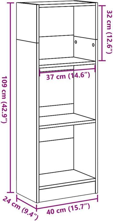 Produktbild vidaXL Bücherregal Bücherschrank Standregal Büroregal Sonoma-Eiche Holzwerkstoff (40 x 24 x 109 cm)