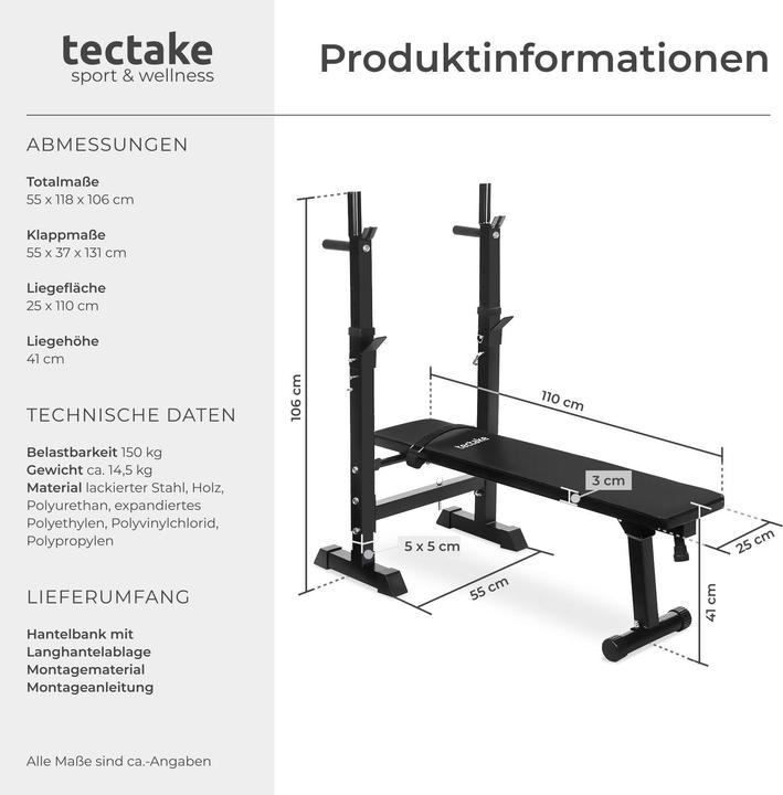 Produktbild tectake Hantelbank