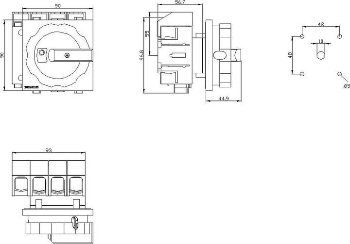 Produktbild Siemens Hauptschalter 63A 4p IP65 Einb Wart/Rep 3LD5220-0TL11