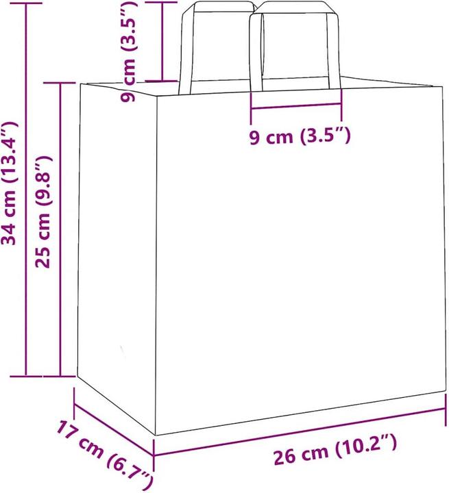 Image du produit VidaXL Sacs en papier kraft 250 pcs. avec anse bleu 26x17x25 cm Sac en papier (Pochette cadeau, 250 x)