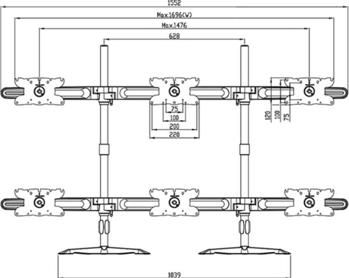 Image du produit Multibrackets Extension du support de table Triple L (Tables, 32", 8 kg)