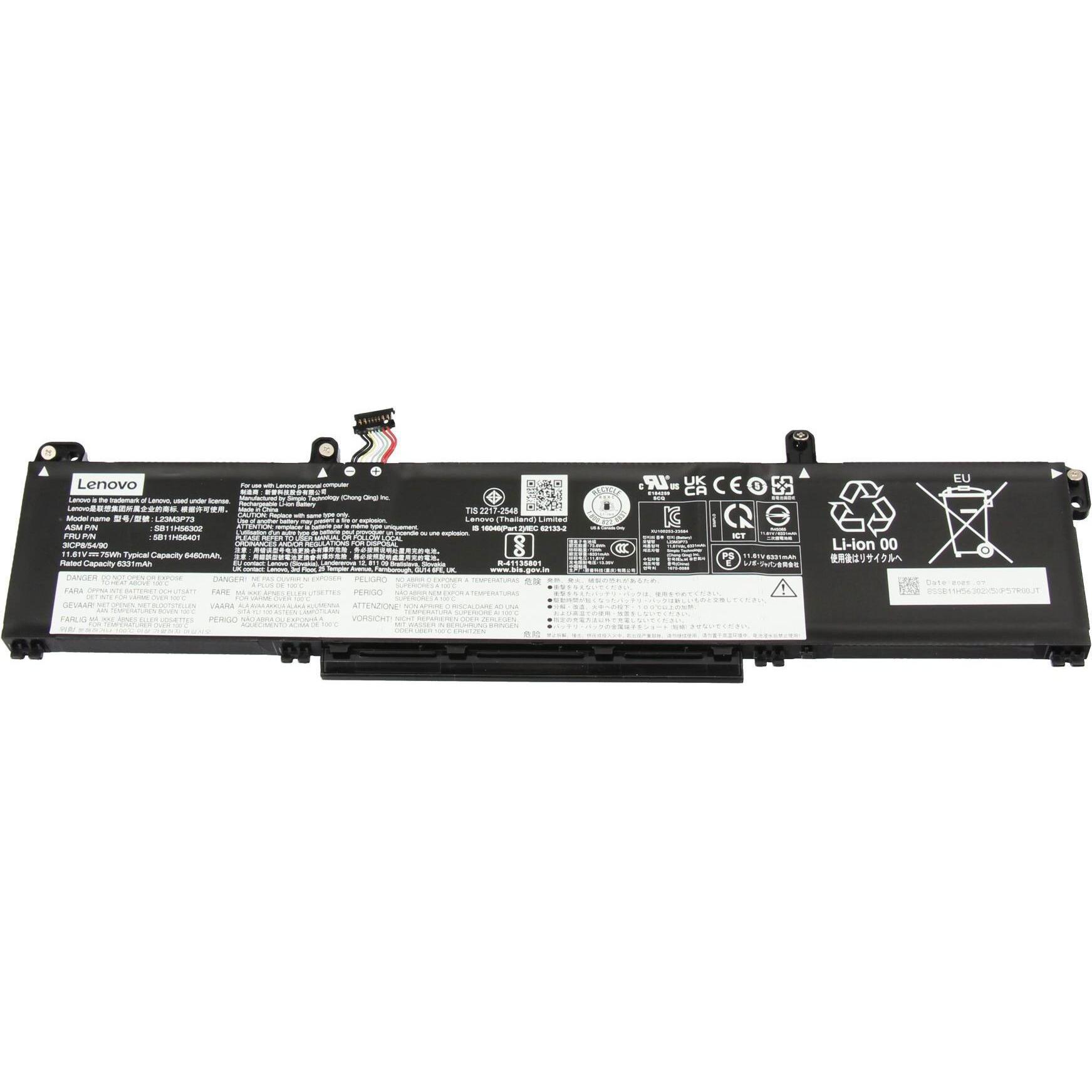 Lenovo L23D3P73 (3 Zellen, 6331 mAh), Notebook Akku