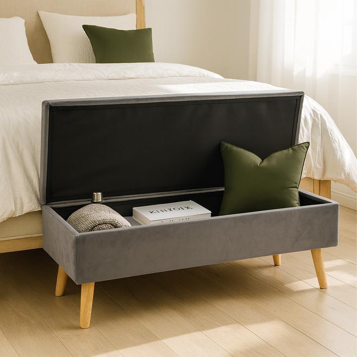 Produktbild Relaxdays GmbH Sitzbank Samt mit Stauraum (110 cm)