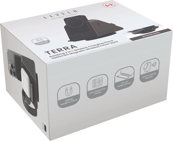 Levelo Terra Wireless Charging Stand with Portable 5000mAh Powerbank (5000 mAh, 15 W)