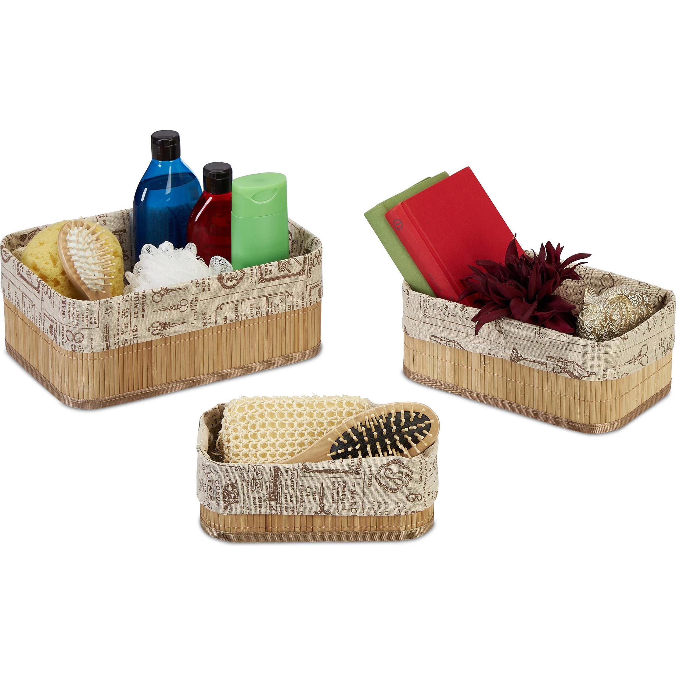 Relaxdays, Aufbewahrungskorb, 3x Aufbewahrungskorb (1 x, 30 x 20 x 12 cm)