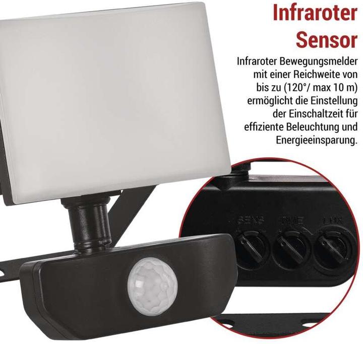 Produktbild Emos LED-Flutlicht TAMBO mit Bewegungssensor, 10 W, 1000 lm, schwarz (1000 lm, IP54)