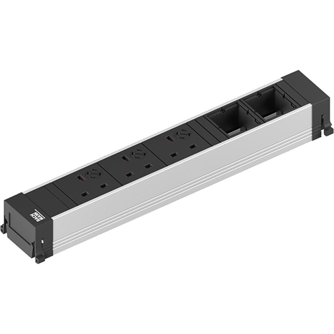 Bachmann, Steckdosenleiste, Steckdoseneinheit 6-fach Alu schwarz 916.0361 (3 x, GST18, 0.20 m)