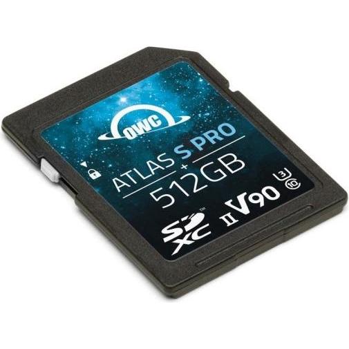 OWC Atlas S Pro SDXC UHS-II V90 Media Card 512GB (512 GB, SD, UHS-II), Speicherkarte, Schwarz