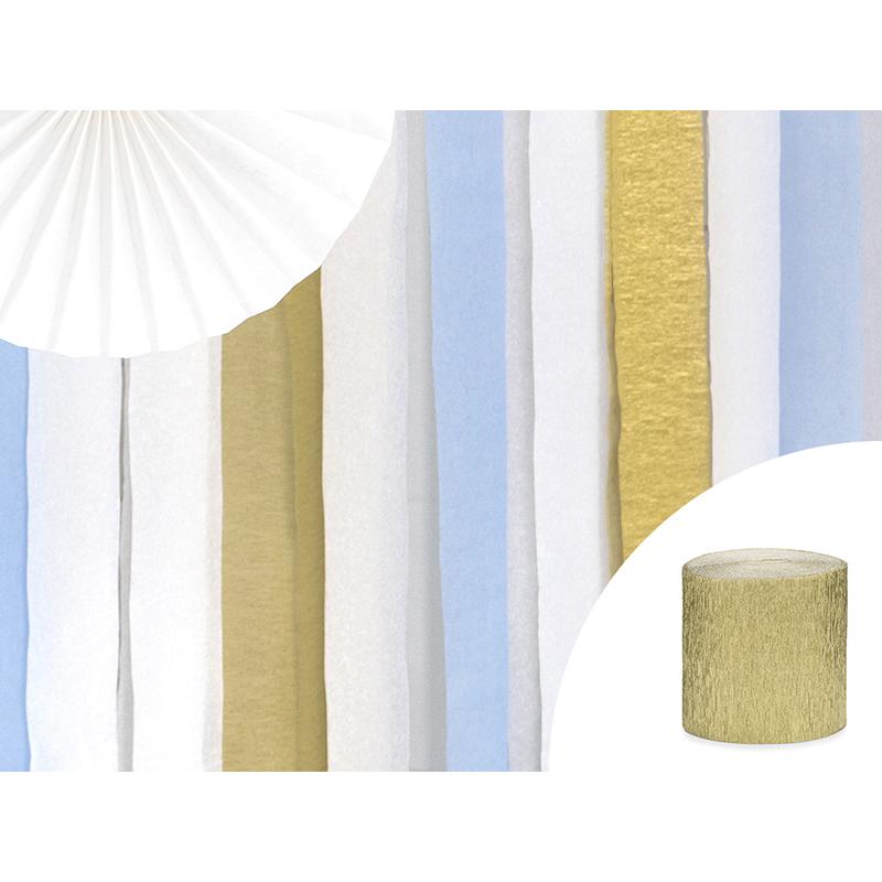 Thumbnail - Partydeco Crepe streamer, 5cm/10m, gold (1 pkt / 4 pc.)