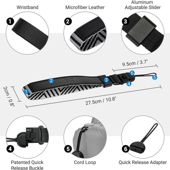 Image du produit JJC WS 2 Sangle de poignet gris argenté (Dragonne)