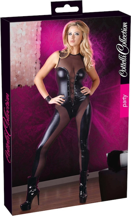 Actual product image Cottelli Collection Wetlook jumpsuit lacing (S)