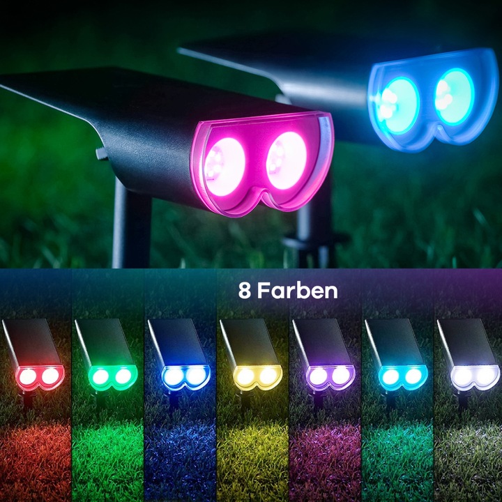Image du produit Lumina Swiss 2x LED Spot de jardin solaire 4W RGB IP67 (650 lm, IP67)