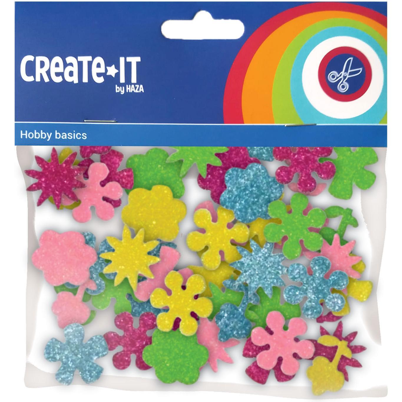 Haza Witbaard Foamstickers Flowers Glitter, 25. (25 Sticker) (21206794)