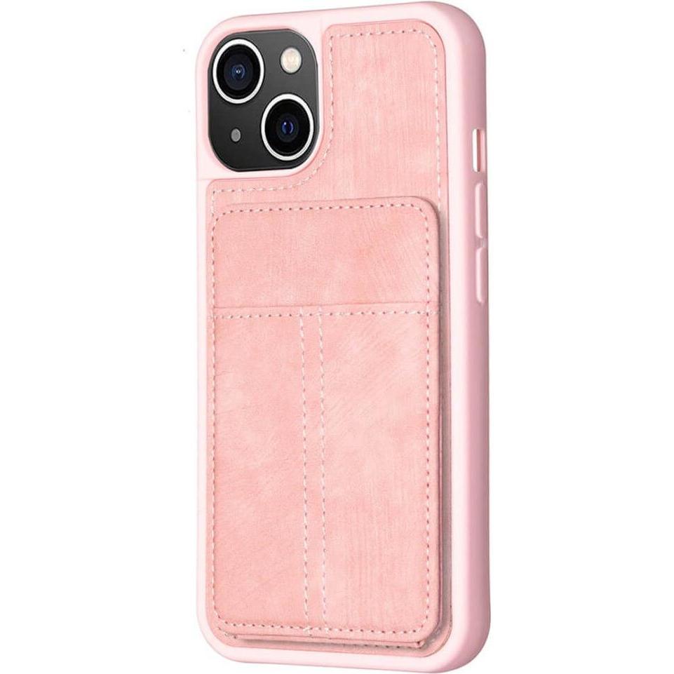 Cover-Discount iPhone 15 Plus - Kickstand Case mit Kartenfächer rosa (Apple iPhone 15 Plus), Smartphone Hülle, Rosa