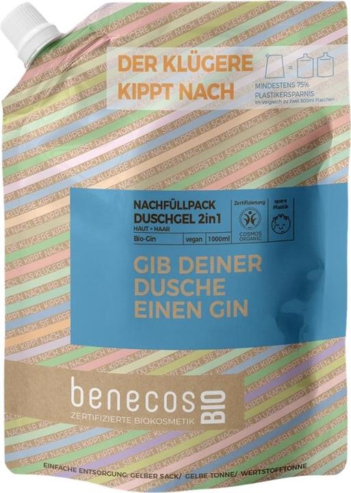 Benecos Gib deiner Dusche einen Gin Duschgel 2in1 Gin Haut & Haar Nachfüllpack Bio (1000 ml)