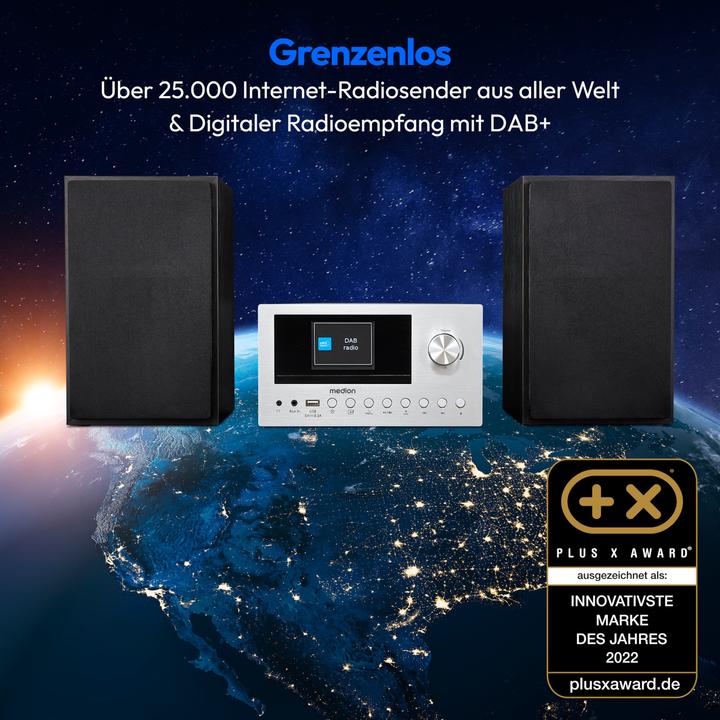 Image du produit Medion P85003 - Micro Système Audio - DAB+ - WiFi - Lecteur CD - Bluetooth - Argent (Bluetooth, WiFi, Lecteur de CD, 1x 30 W)