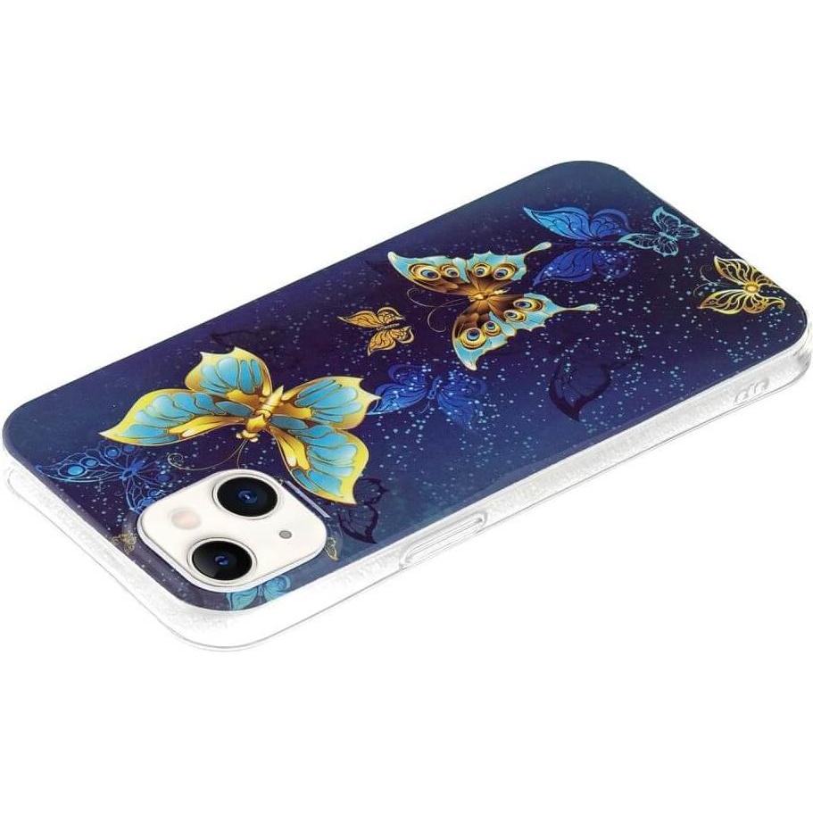 Thumbnail - Cover-Discount iPhone 15 - Nachtleuchtende Silikon Hülle Schmetterlinge (Apple iPhone 15), Smartphone Hülle, Mehrfarbig