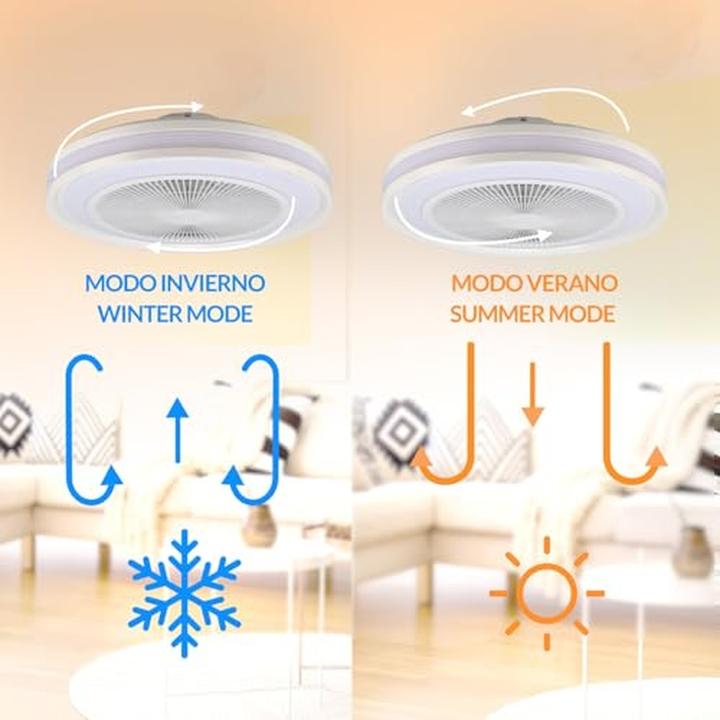 Produktbild M Mimotec Dimmbarer LED-Deckenventilator mit Farbwechsel, Fernbedienung, für Sommer und Winter