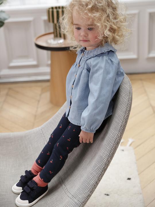 Actual product image Vertbaudet Baby blouse in light denim, customisable (62)