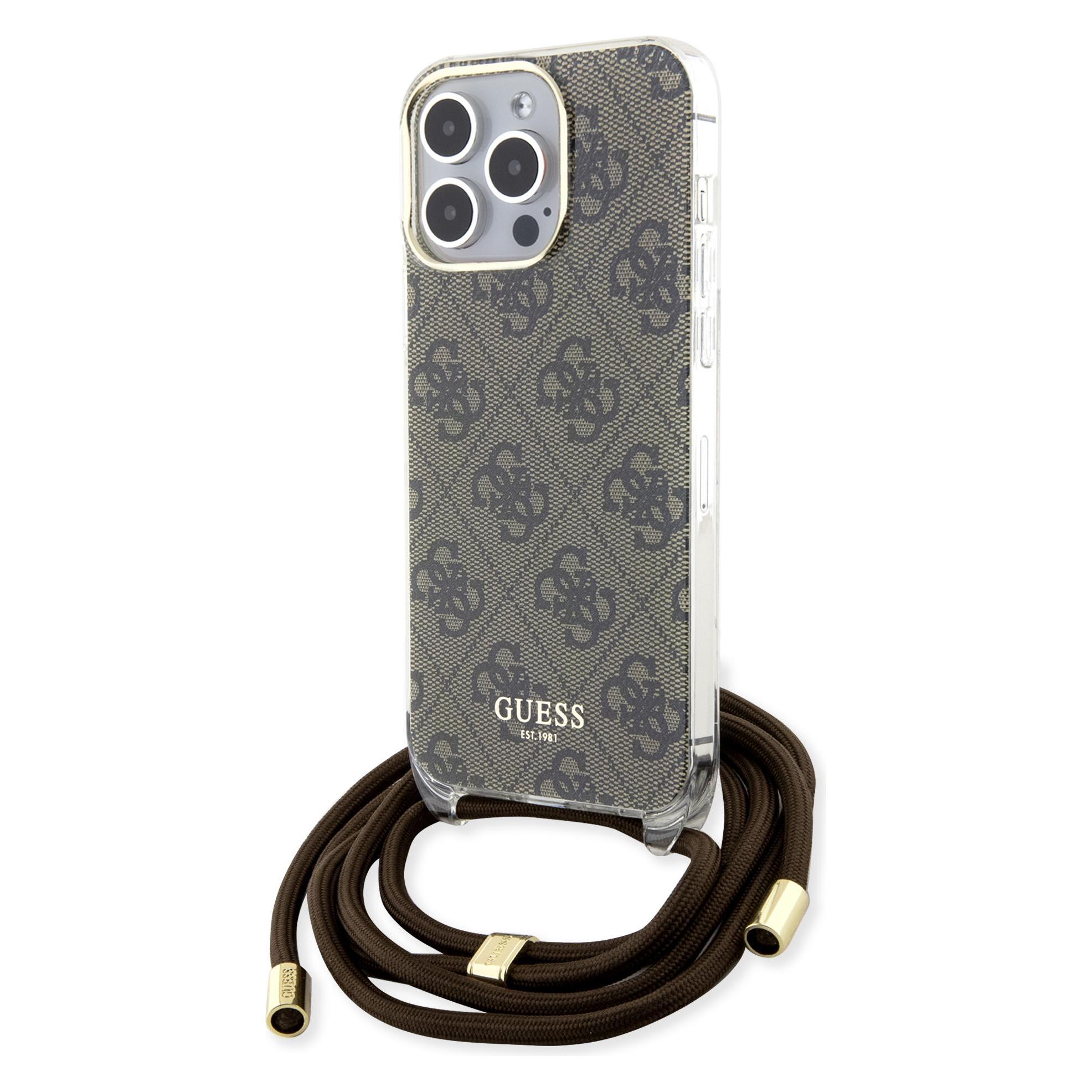 Guess Iml 4G Crossbody Case Für Apple IPhone 15 Pro - Brown (Apple IPhone 15 Pro), Smartphone Hülle, Braun