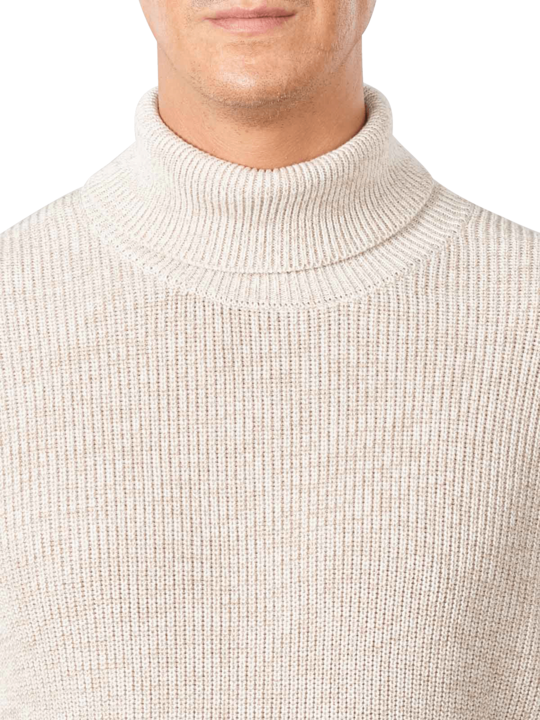 Actual product image Marc O'Polo Turtle Neck Pullover With Racking White Cotton (S)