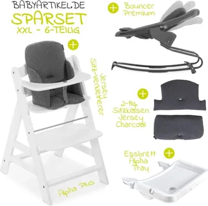 Actual product image Hauck Highchairs Alpha Plus White XXL Newborn Set - Highchair + 2in1 (Highchair, Stair high chair)