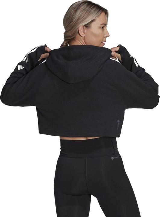 Actual product image adidas Womens/Ladies Train Essentials Stripe Cotton Cropped Hoodie